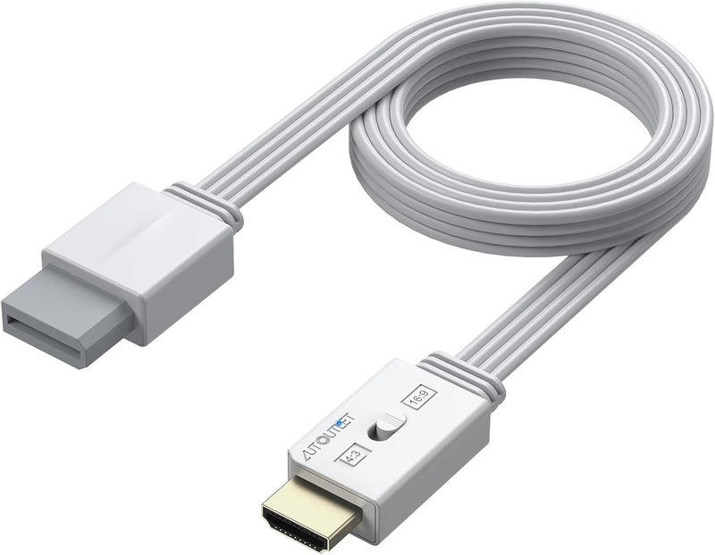 AUTOUTLET محول AUTOUTELET Wii إلى HDMI، مع مفتاح نسبة العرض إلى الارتفاع 4:3/16:9، محول HDMI Wii بدقة 1080P يدعم جميع أوضاع عرض Wii، متوافق مع Nintendo Wii وWii U لشاشات التلفاز عالية الدقة، والشاشات - Image 1